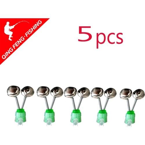 5-10Pcs/lot Bite Alarms fishing rod bells Fishing Accessory Rod Clamp Tip Clip Bells Ring Green ABS Outdoor Metal