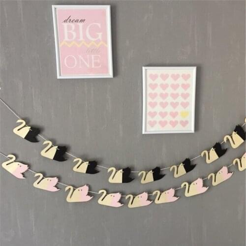 Nordic Swan Wood Chips DIY Hanging Curtains Wall Decorations Kids Room DIY Pull Flower/Banner Christmas Gifts Ornament