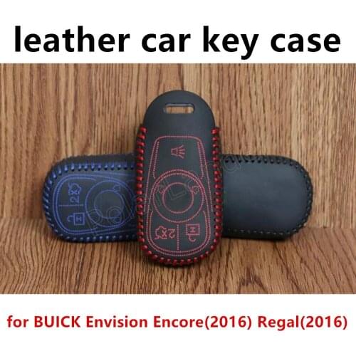 Only Red the newest product car key case hand sewing leather car key cover fit for BUICK Envision Encore(2016) Regal(2016)