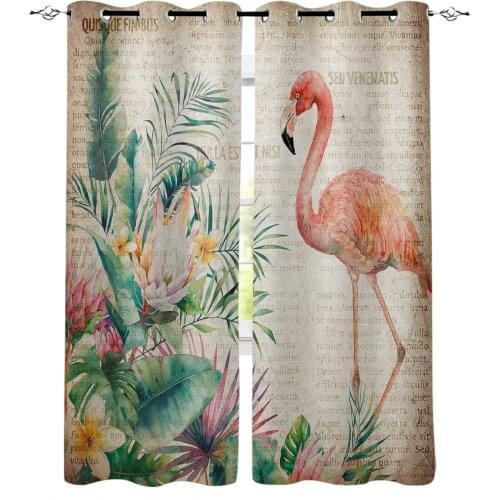 Flamingo Tropical Plant Vintage Blackout Curtains For Living Room Bedroom Printed Window Treatment Drapes Home Decor
