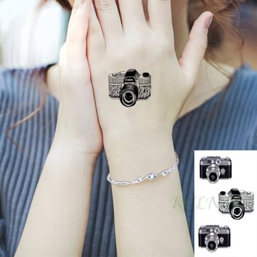 Waterproof Temporary Tattoo Sticker Camera Pattern Element Fake Tatto Flash Tatoo Hand Arm Body Art for Kids Men Women