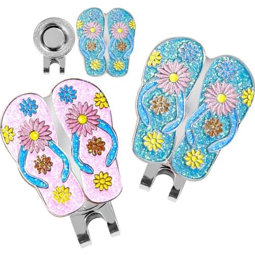 Golf Hat Clip with Detachable Magnetic Golf Ball Marker Slipper Style