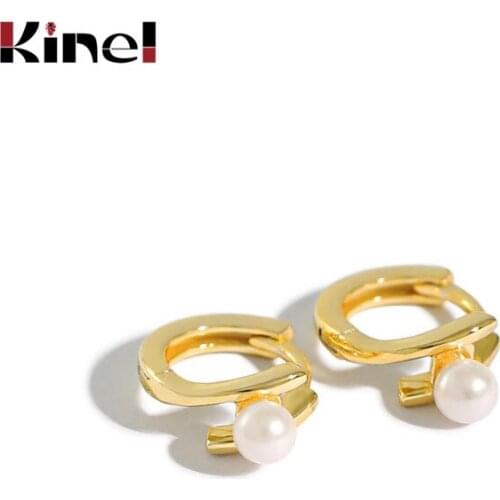Kinel Real 925 Sterling Silve Pearl Simple Mini Earrings For Fashion Women Party Fine Jewelry Minimalist Accessories Classic