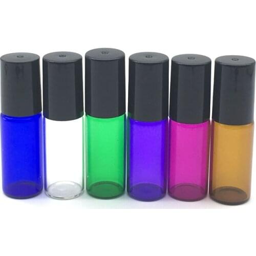 1000 Sets Colorful Perfume Sample 5ml Roller Glass Bottles Essential Oil Empty Bottle Roll-On Vial