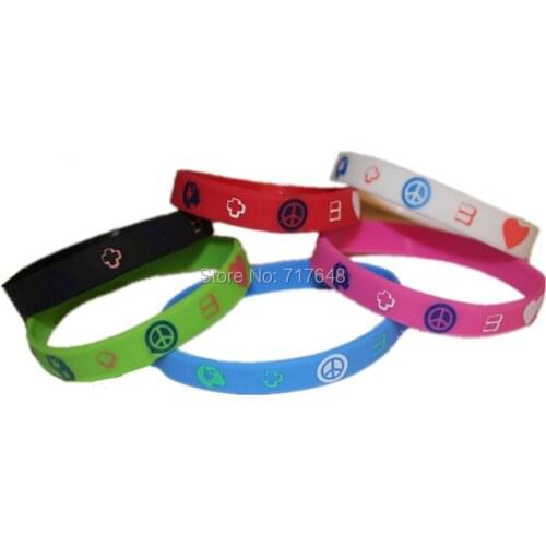 350pcs earth peace love wristband silicone bracelets free shipping by FEDEX