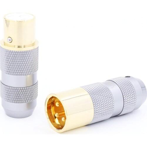 Viborg Hi-end 4 Pcs Pure Copper Gold Plated 3 Pin XM202G Male XLR Plug XF202G Female XLR Connector Cable Adapter for Microphone