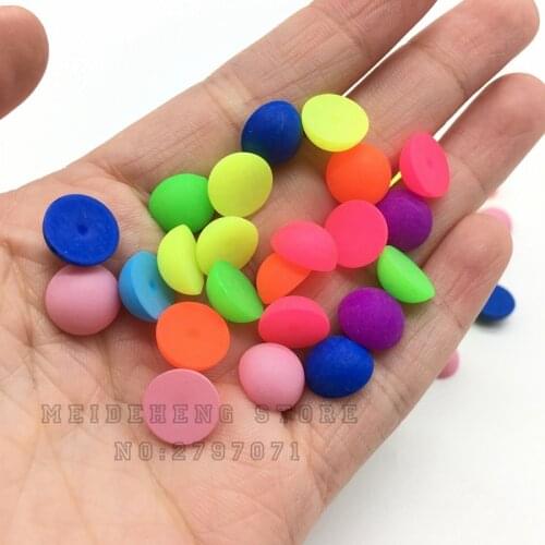 Acrylic Fluorescent Neon Loom half plane round beads for Jewelry making no hole DIY Clothing decoration accessory Meideheng