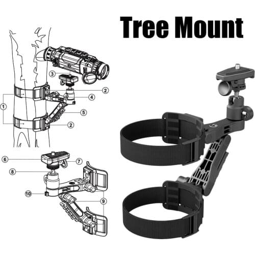 Pulsar Accessories Tree Mount 1/4“ Standard Tripod Interface Thermal Camera or Night Vision Scope Mount on Tree Trunk or Branch
