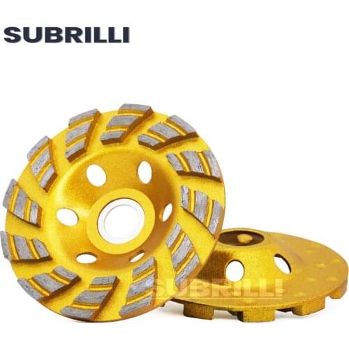 SUBRILLI 4" Diamond Grinding Wheel Segment Double Row Bowl Cup Grinding Disc Abrasive Wheel For Angle Grinder Concrete Granite