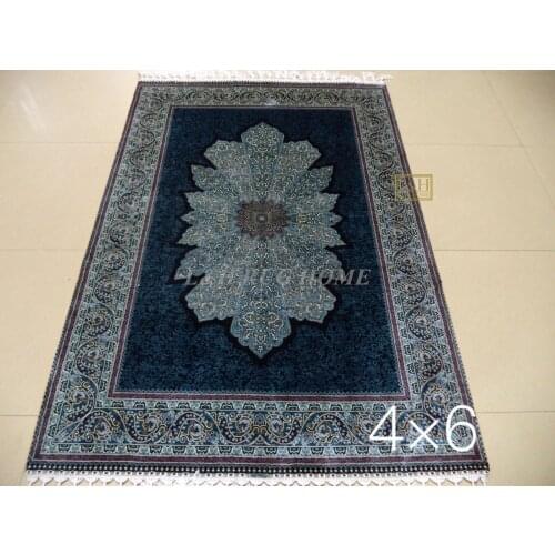 Free shipping 4'X6' 230 Line Handmade Silk Oriental Persian Rug hand Knotted silk carpet for home decoration