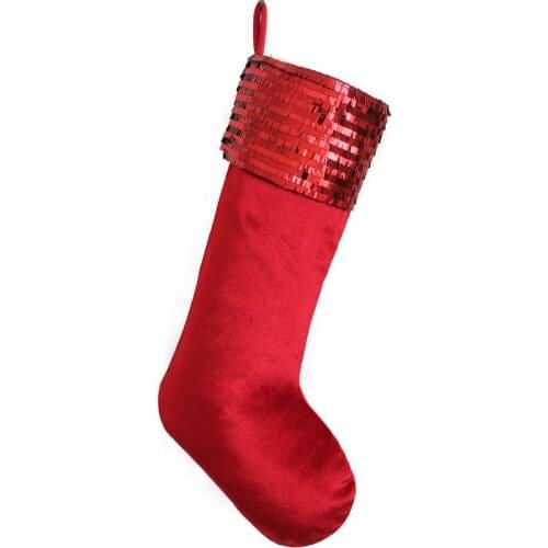 Free Shipping Sequin Glitter Sparkle Cuff Thickness Velvet Body Christmas Gift Stocking Red Gold Silver
