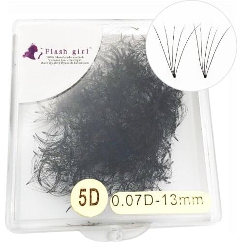 Flash girl Short Stem Premade fans 5D 13MM Private Label Russia Volume Lashes Bulk Lashes Pre Made fans Lashes