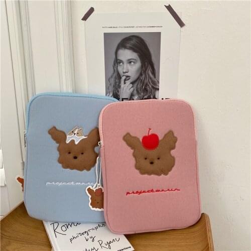 Tablet case Cute ins wind simple cherry bear ipad storage bag computer bag portable pouch 11 inch girls