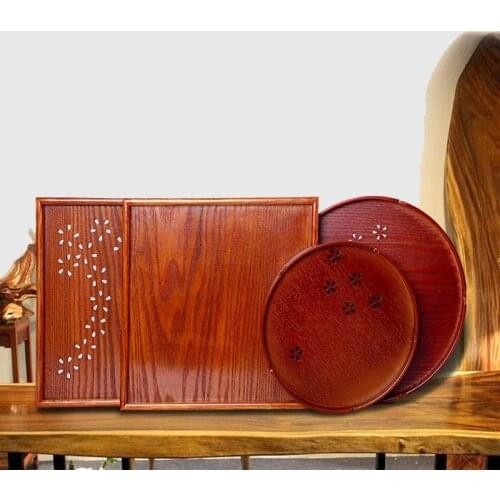 Wooden tea table tray kungfu tea tray Fresh Fruit Food Meals Platter rectangular round serving pallet tea ceremony tea set