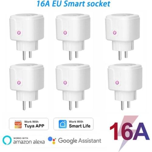 Graffiti 16A Wifi Electrical Sockets EU Standard Plug Smart Socket With Power Metering Tuya Smart Life APP Alexa Google Home