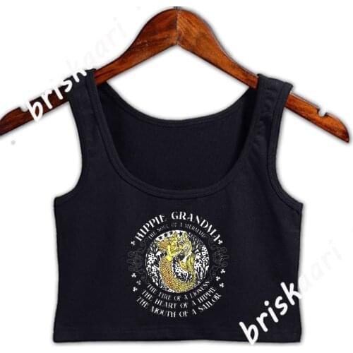 Hippie Grandma Souls Mermaid Fire Lioness Crop Top Anti-Wrinkle Spring Autumn Comical Sexy S-XXL Crop Top Print Basic Solid Vest