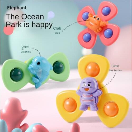 Toddler Bath Toys Cartoon Animals Sucker Rotary Baby Bed Bell Rattle Appease Teether Bathtub Water Play Set Funny Shower Gift