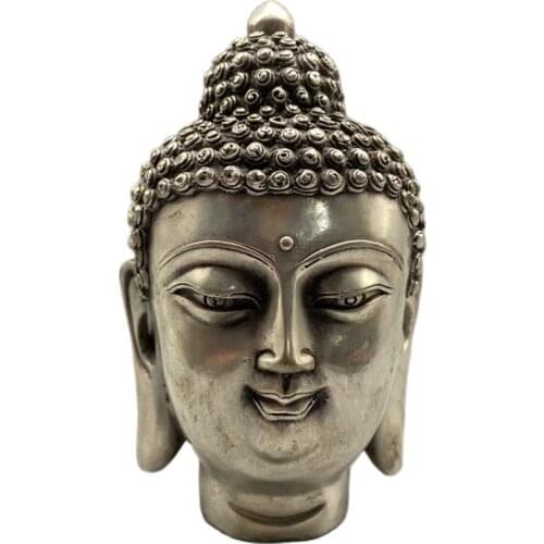 Chinese Old Tibet Silver Carving Buddha Head