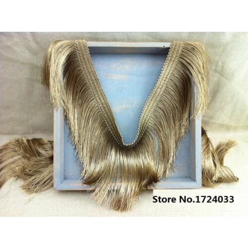 Free shipping 11cm 2meter/lot Top Grade Gold Bright Rayon Tassel Lace Handmade Accessory DIY Tassel Trims Z1446