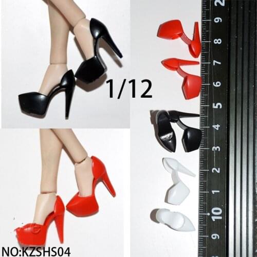 1/12 Scale Female Figure Accessories DIY High Heel Shoes Sandals High Model Red/White/Black Color for 6 inches Action Figure