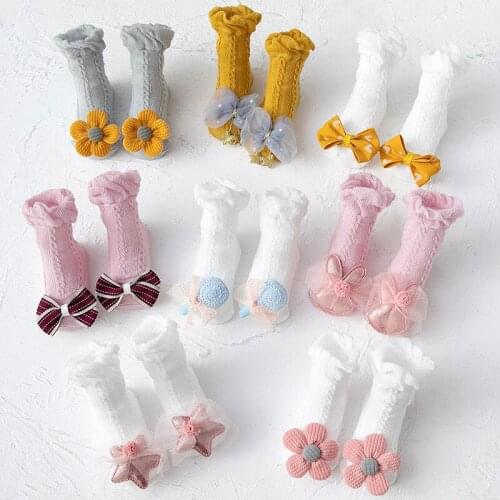 Lovely Lace Flower Baby Socks Star Rabbit Princess Baby Girls Socks Summer Breathable Infant Toddler Floor Sock