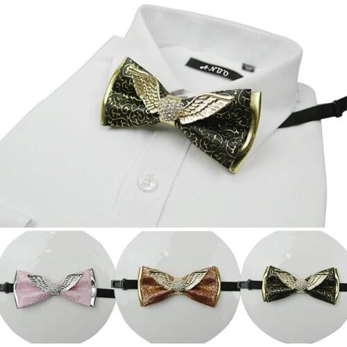 Fashion Gifts for Men Neckties Bowtie Diamond Butterfly Leather Bow Ties Detachable Collar Men Tie Fun Gifts Men