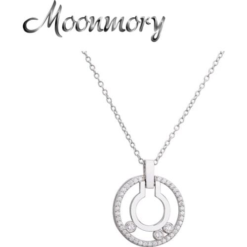 Moonmory 925 Sterling Silver Pendant Necklace For Women Non-slidable Crystal Beads Trending Brand Silver Jewelry Christmas Gifts