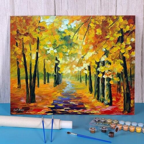 Golden Autumn DIY Painting By Numbers Complete Kit Acrylic Paints 40*50 Canvas Painting Decorative Paintings Wholesale