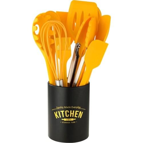 Silicone Kitchenware Set 10Pcs Kitchen Utensils Set Silica Gel Cooking Utensils Heat Resistant Kitchen Tools with Storage Barrel