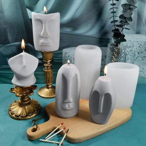 New Abstract Human Face Aromatic Candles Mold Silicone Candle Mold Handmade Candle Plaster Ornaments Portrait Sculpture Mould