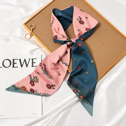 New 2021 Skinny Women Long Ribbon Print Headband Florals Scarf Neck Hand Bag Wrist Towel Bandana Luxury Girl Hair Tie Foulard