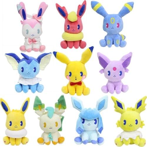 TAKARA TOMY 10-20CM Pokemon Eevee Plush Toy Flareon Umbreon Sylveon Leafeon Glaceon Pikachu Plush Doll Toys Kids Birthday Gift
