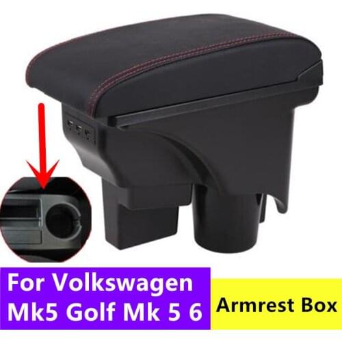 For Volkswagen Mk5 6 Golf Mk 5 2005-2011 Car Armrest Box Central Store Content Box Cup Holder Interior Car-Styling USB Charging
