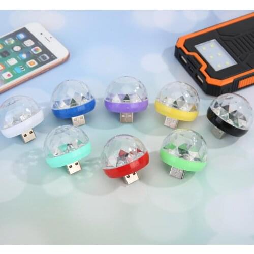 Portable USB Powered Mini Disco Lamp Voice Control LED Crystal Ball Stage Effect Lighting Colorful Decorative Lights