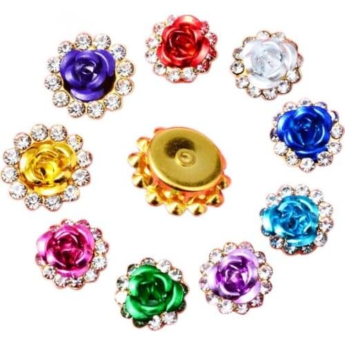 Rose shape sew on rhinestones flatback sewing colorful strass glass cristal rhinestone applique for needlework crafts clothes