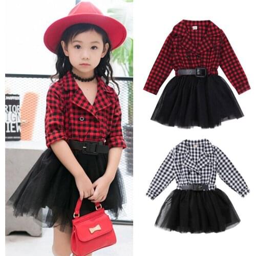 PUDCOCO Baby Girl Princess Dress Plaids Tutu Dresses Girl Party Pageant Formal Child Girls Clothes 2-7T