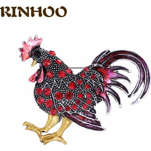 Crystal Vintage Rhinestone Chicken Brooch Big Cockerel Animal Brooch For Women Multicolor Available Party Coat Backpack Jewelry