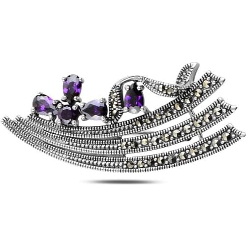 Silverlina Silver Zircon & Marcasite Brooch & Pendant