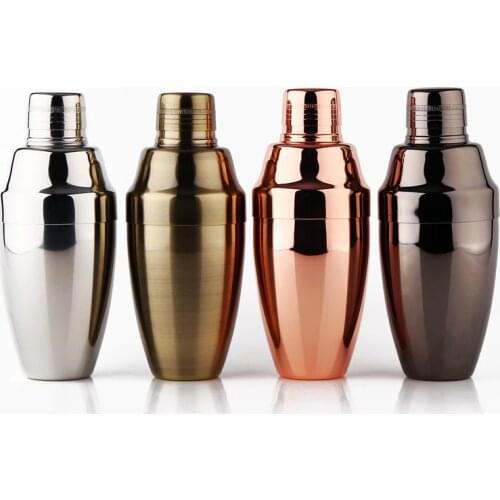 Premium Cocktail Shaker in Silver Mirror / Copper (Rose Gold) / Gold / Black / Bronze Finish, Cobbler in 18-8 Stainless Steel