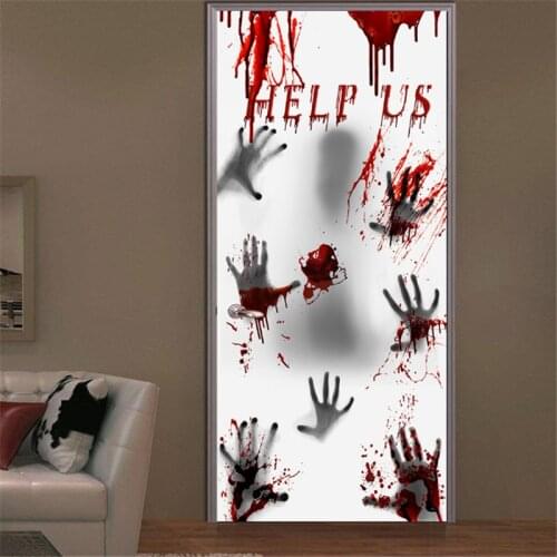 Halloween Decorations for HomeHorrible Halloween Bloody Handprint Stickers Wall Door Sticker Halloween Party Decor Haunted Prop