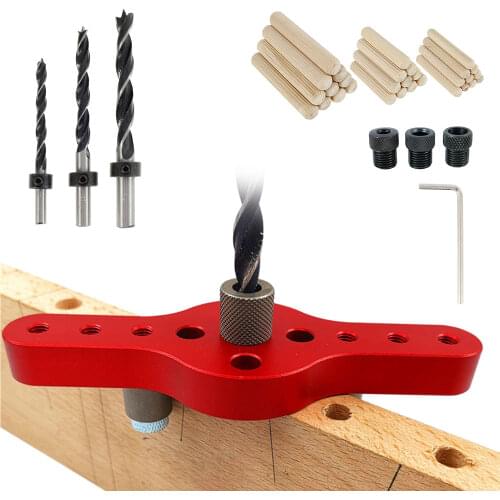 Vertical Pocket Hole Jig Woodworking 6/8/10mm Drilling Locator Wood Dowelling Self Centering Drill Guide Kits Hole Puncher