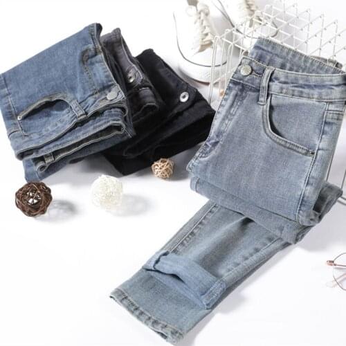 Spring Jeans For Women Stretch Skinny Denim Trousers High Waist Slim Thin Summer Black Pencil Pants Plus Size Female 8808