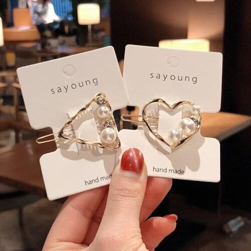 2020 Fashion Hair Clip For Women Girls Elegant Korean Design Pearl Irregular Geometry Metal Hair Clips Hairpin Hair Accessories