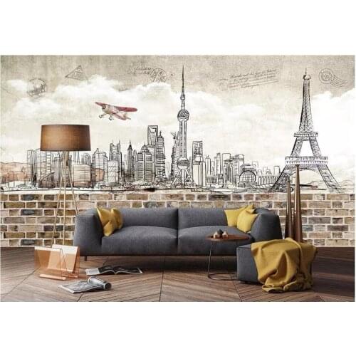 Custom photo 3d wallpaper Hand painted building European retro background room home decor 3d wall murals wallpaper for walls 3 d