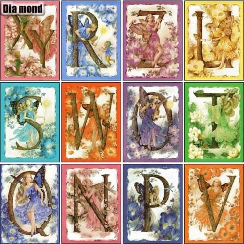 5D Diamond Painting Text Letter Diamond Embroidery Butterfly Girl Cross Stitch Kits Mosaic Angel Rhinestone Picture Home Decor