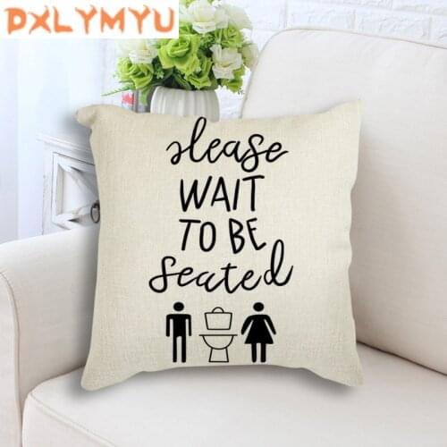 Funny Quote Toilet Paper Brush Teeth Bathtub Painting Cushion Cover Nordic Posters Printed Throw Pillow Case 45x45cm for Sofa