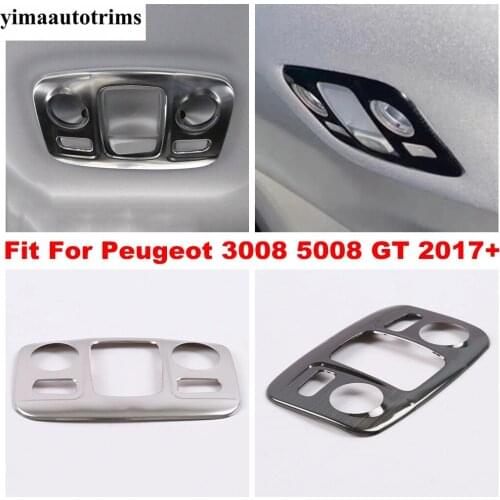 For Peugeot 3008 5008 GT 2017 - 2021 Reading Light Lamp Sequin Cover Trim Black / Silver Stainless Steel Accessories Interior