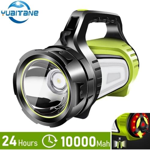 10000Mah Bright Powerful LED Searchlight Handheld Flashlight Power Bank Usb Rechargeable Battery Waterproof Torch for Outdoor