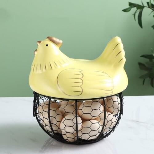 Chicken Egg Basket Holder Ceramic Fruit Container Kitchen Hen Shape Kitchen Fruit Storage Basket Organizer Rack Kitchen Decor
