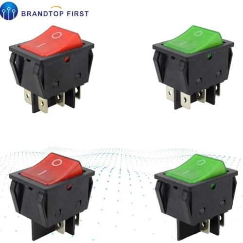 Red Green Button Rocker Switch 4pin 6pin 20A 250VAC 25A 125VAC Electrical Equipment Switches